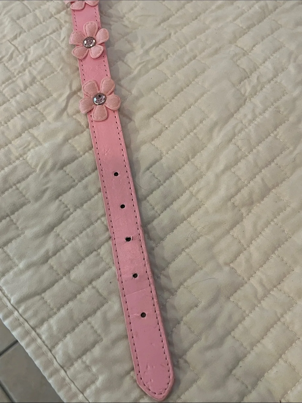 Pink Floral Rhinestone Pet Collar